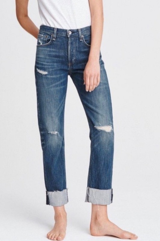 RAG & BONE $298 Rosa Mid-Rise Ankle Cuffed Slim Straight Jeans size 31 EEUC