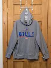 Buffalo Bills Hoodie Sweatshirt NFL Team Apparel Gray Zip Pockets Outdoor Mens L