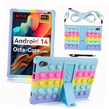 for Urao C107 10.1 inch Tablet Case,Bubble Cartoons Silicone Kids Light Blue