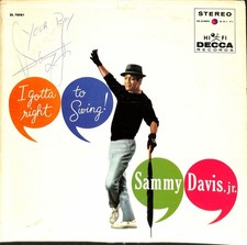 Sammy Davis Jr. signed "I Gotta Right To Swing" album cover BECKETT