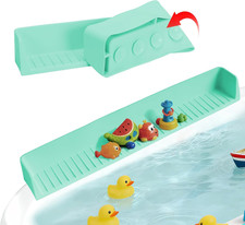 Extra Long Silicone Bathtub Splash Guard  Toy Tray - Light Green