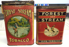 FOREST AND STREAM FISHING & DUCK ANTIQUE TOBACCO TINS LOT OF (2) PIPE TOBACCO$$$