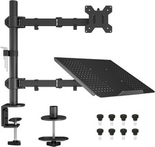 Image of Monitor Arm Mount with Laptop Tray for 13 to 27 Inch LCD LED Screen & up to 17 I