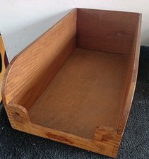 Vintage Wooden Desk Tidy Tray Draw Storage File Box Dove-Tail Joint Inbox Prop