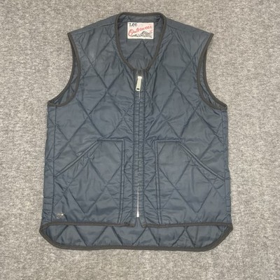 Vintage Lee mens Full zip quilted vest color navy talon zipper