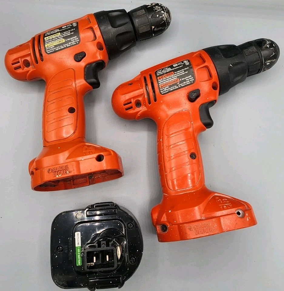 LOT OF 2 Black & Decker 12V Drill/Driver Model PS1200 10mm Type 2 w Battery - Image 2 of 2