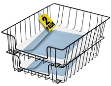 Letter Tray Paper Basket for Desk Front Load File Organizer Black Steel 2 Pack