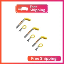 MaxxHaul 50565 3 Pack Trailer Hitch Pin & Clip with Rubber-Coated Vinyl Yellow G