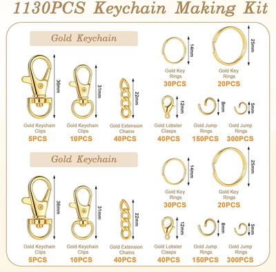 1130PCS Keychain Making Kit Jump Rings for Jewelry DIY Key Chain