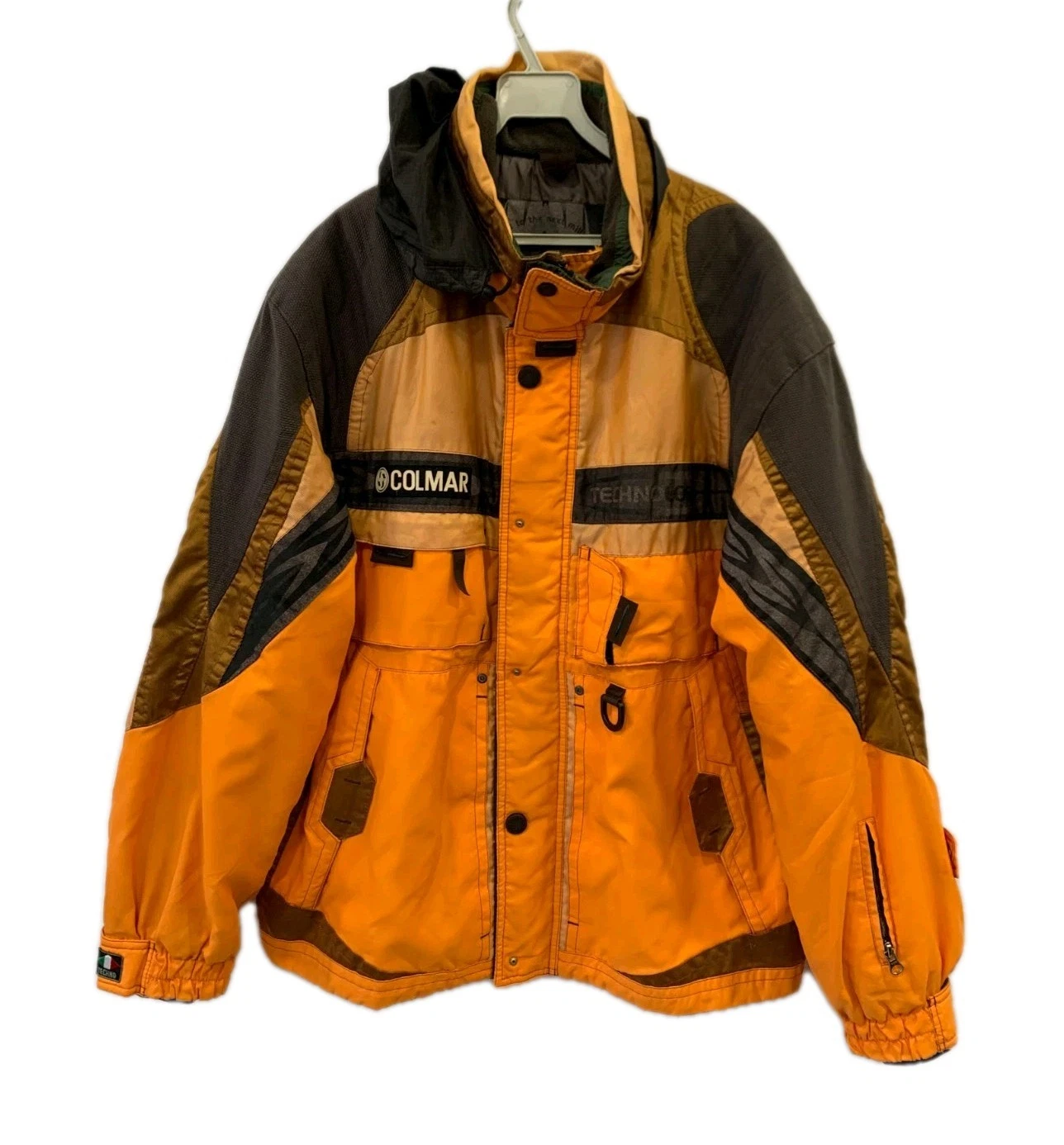 Colmar Vintage Ski Jacket Mens XL Orange Hooded Techwear Snow Winter Coat 54#202