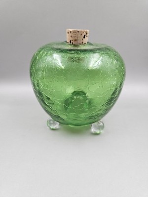 Plow & Hearth Handblown Footed Glass Green Apple Fly Catcher Bug Trap - No Top