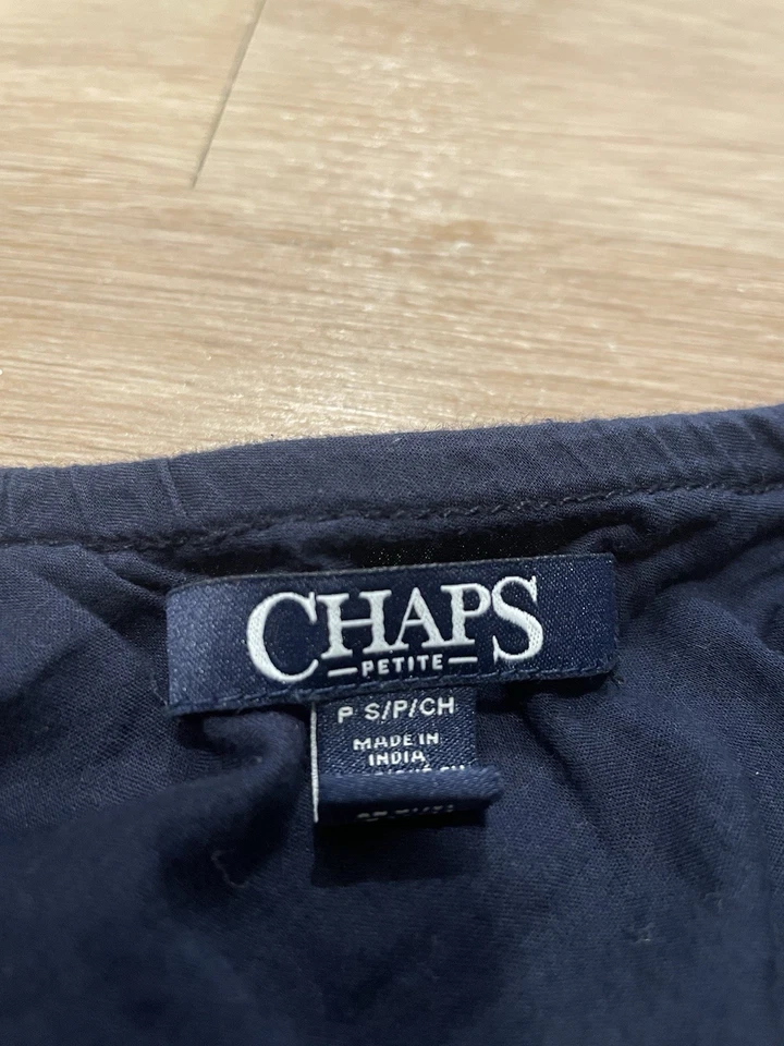 Falda midi para mujer Chaps Petite tejida en capas azul marino talla pequeña algodón Foto 2 de 4