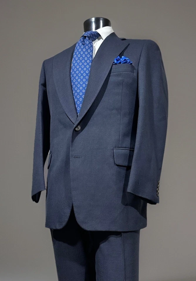 Traje Paul Stuart Lana Azul Medianoche Cabeza Uñas Hombre Talla 42 L Tejido en Inglaterra Foto 2 de 4