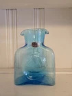 Blenko Mini Light Blue Double Spout 6.25" Height Glass Water Bottle