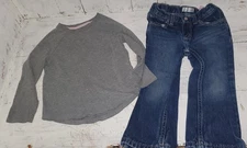 Lot Cat & Jack Gray Sparkle Shirt Jumping Beans Bootcut Blue Jeans Size 3T *W25