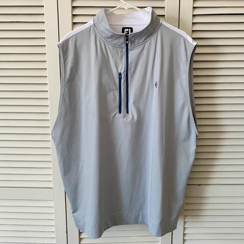 FootJoy Weste Herren 2XL grau meliert blockiert Golf Performance 1/4 Zip Preppy