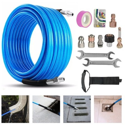 50FT 1/4'' M-NPT 5800PSI Drain Cleaner Hose Sewer Jetter Kit for Pressure Washer