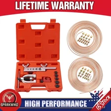 Racewill 25ft 3/16 + 1/4 Copper Coated Brake Line & Double & Single Flaring Tool