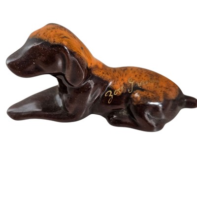 McMaster Craft Sporting Hunting Dog Figurine Redware Drip Glaze Souvenir Canada