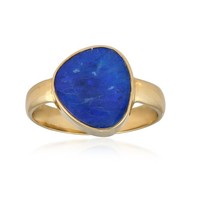 Cavill Silberring Opal Dublette 3,4Ct Blau Vergoldet Damen Echtschmuck-