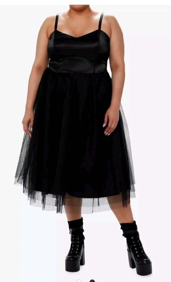 Cosmic Aura Black Corset Tulle Midi Dress Plus 5x 5
