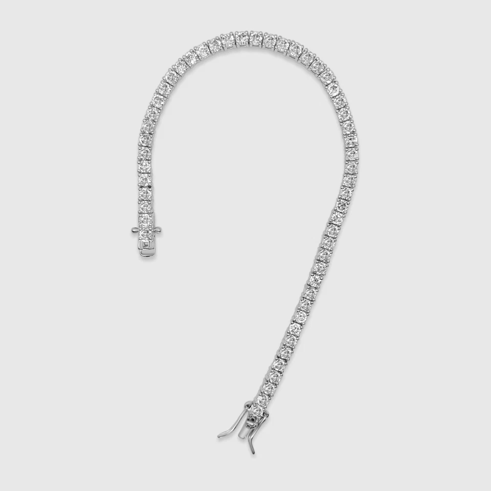 Diamond Tennis Bracelet Minimalist Chain 18K White Gold Luxury Jewelry 7” -DVNCI - Image 3 of 4