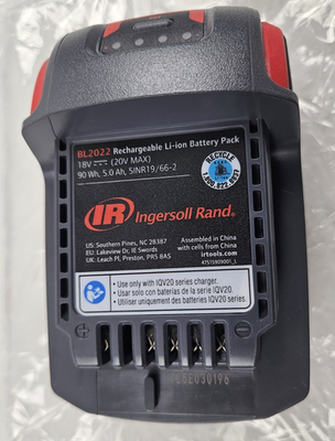 Ingersoll Rand IQV20 High Capacity Battery, 20 V, 5 Ah, Lithium-Ion Ingersoll Rand IQV20 High Capacity Battery, 20 V, 5 Ah, Lithium-Ion