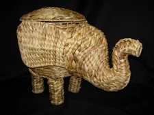 Opalhouse Elephant Basket Rattan Wicker Water Hyacinth 12" Planter With Lid