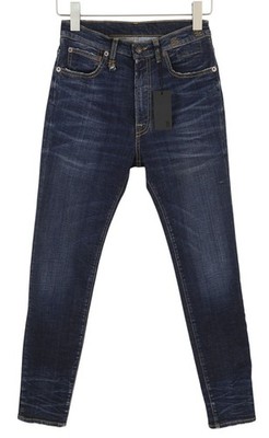 R13 High Rise Skinny Damen Jeans 27 Howell Indigo Faded Whisker Distress *