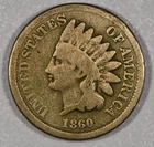 1860-P "Indian Head" Small-Cent Copper-Nickel Coin Var. 2 Rounded Bust, Good