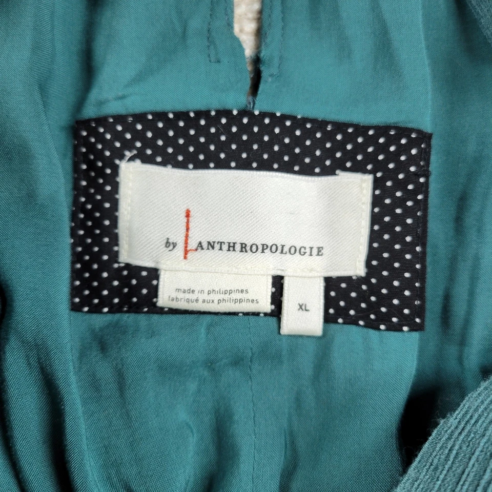 Mono plisado Anthropologie Bionda XL verde pierna ancha cintura ajustada tirar Foto 2 de 4