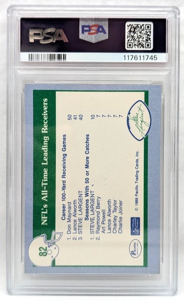 1989 Pacific Steve Largent #82 Autographed Certified - PSA DNA 6 EX-MT, Auto 10 - Image 2 of 2
