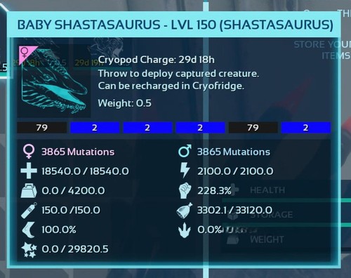 ARK ASCENDED PVE OFFICIAL PAIR BABY SHASTASAURUS SUBZERO PC/XBOX/PS5 - Bild 3 von 4