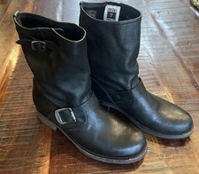 Frye Veronica Size 7.5 Women Leather Boot Moto Slouch Buckle Black Biker Riding
