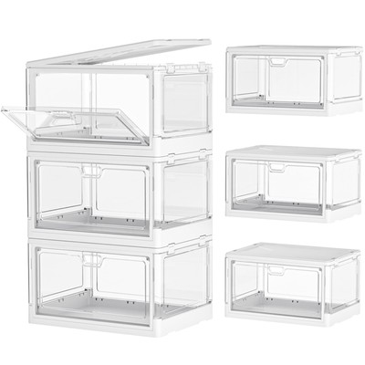 Clear Storage Bin with Lid 3 Pack 【Stackable & Sturdy】 Plastic Multifunctiona...