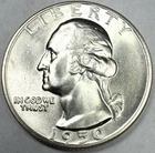 1950-D SOLID WHITE LUSTER GEM BU Washington Quarter Silver Uncirculated Coin