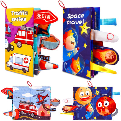 Baby Touch & Feel Books - 2PCS, 6-12 Months, Transport & Space Theme