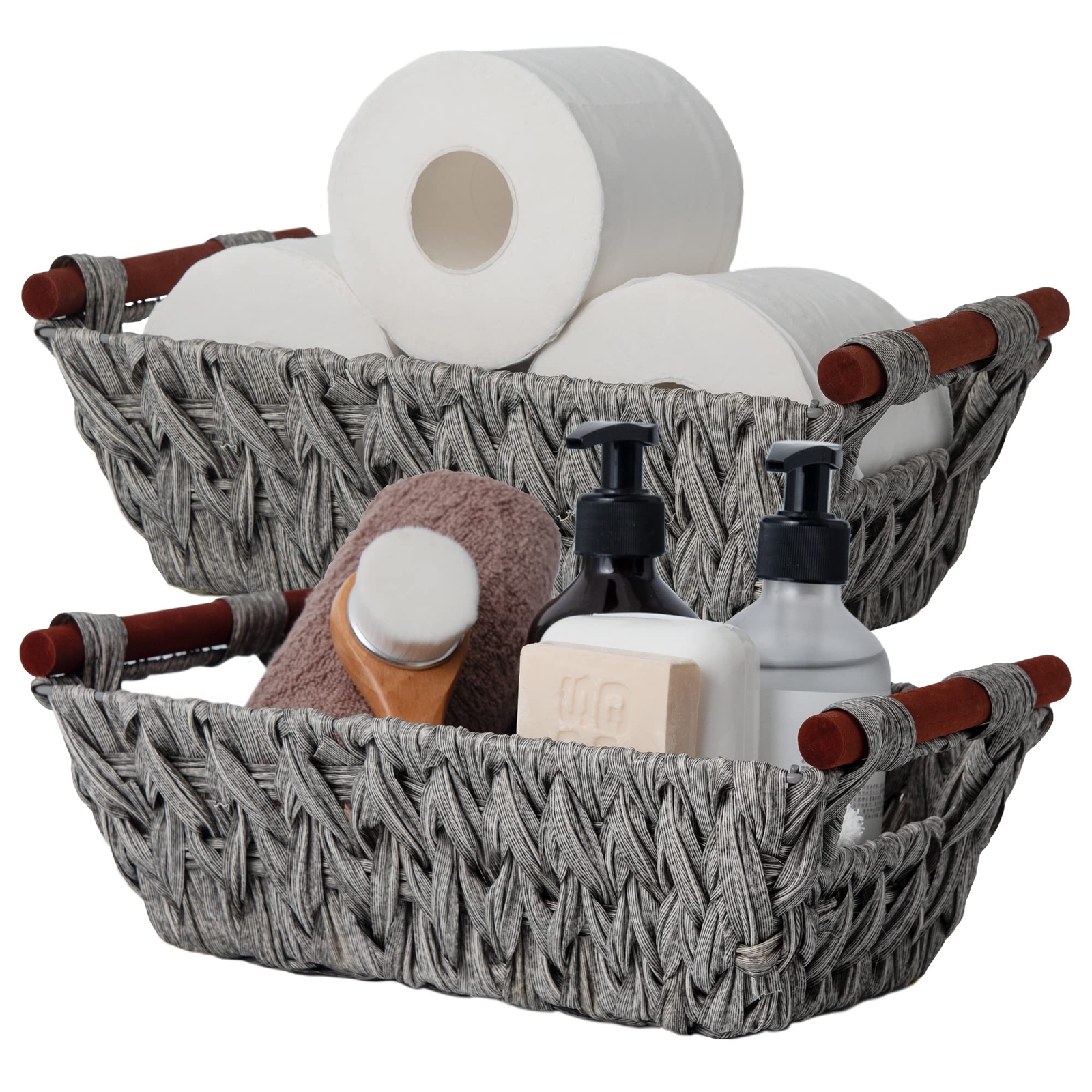 Wicker Storage Baskets For Shelves Trapezoid Woven Basket Waterproof Storage Wic-image