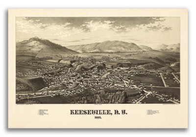 Keeseville New York 1887 Historic Panoramic Town Map - 16x24