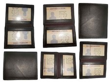 Lot of 6 Leather Credit Card ID card. picture Holder 2 ID windows New