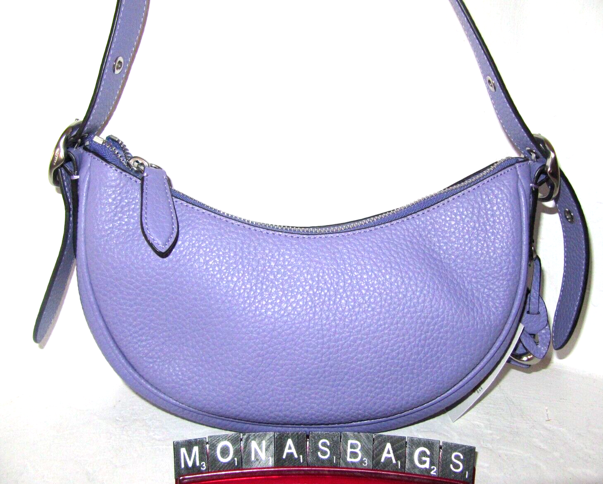 Coach New CC439 Luna Light Violet Soft Pebbled Leather Shoulder
