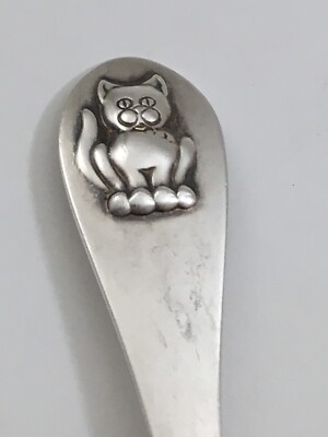 Reed & Barton Cat on Tip Silverplate Baby Fork 4 1/4''
