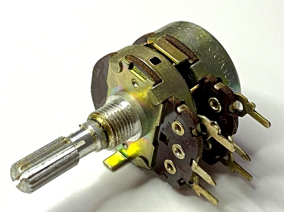 1pcs - NOBLE B-100K x2 2-Gangs DUAL Audio Potentiometer Knurled - JAPAN - Image 2 of 4