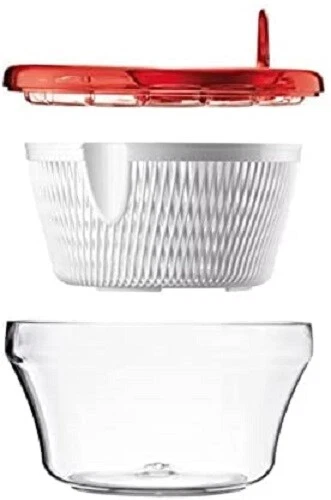 Guzzini Centrifuga Insalata Kitchen Active Design Rosso Chiaro Ø22 x h14 cm - Immagine 3 di 4