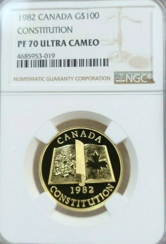 1982 CANADA GOLD $100 CONSTITUTION NGC PF 70 ULTRA CAMEO SCARCE PERFECTION