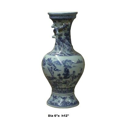 Chinese Blue White Porcelain Precise House Yard Scenery Vase ws736S Chinese Blue White Porcelain Precise House Yard Scenery Vase ws736S