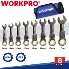 Workpro 8-piece Flex-head Stubby Ratcheting Combination Wrench Set Metric 9-17mm