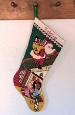 Bucilla Christmas Down The Bannister Stocking Needle Point Complete 60392 VTG