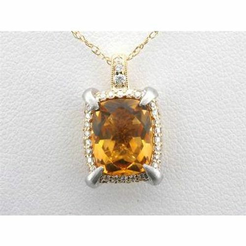 LeVian Necklace Citrine Pendant in 14K 