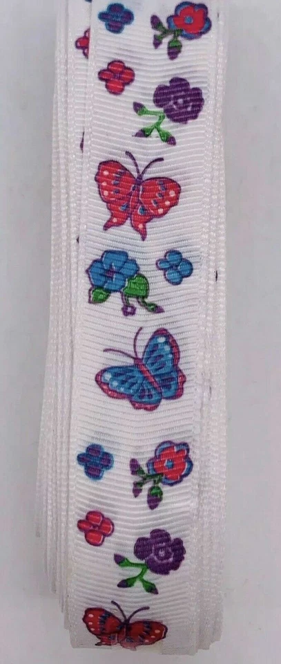 3/4" x 15 Yds Floral Butterfly Grosgrain Ribbon for Bows Sewing Crafts Pastels - Image 3 of 3